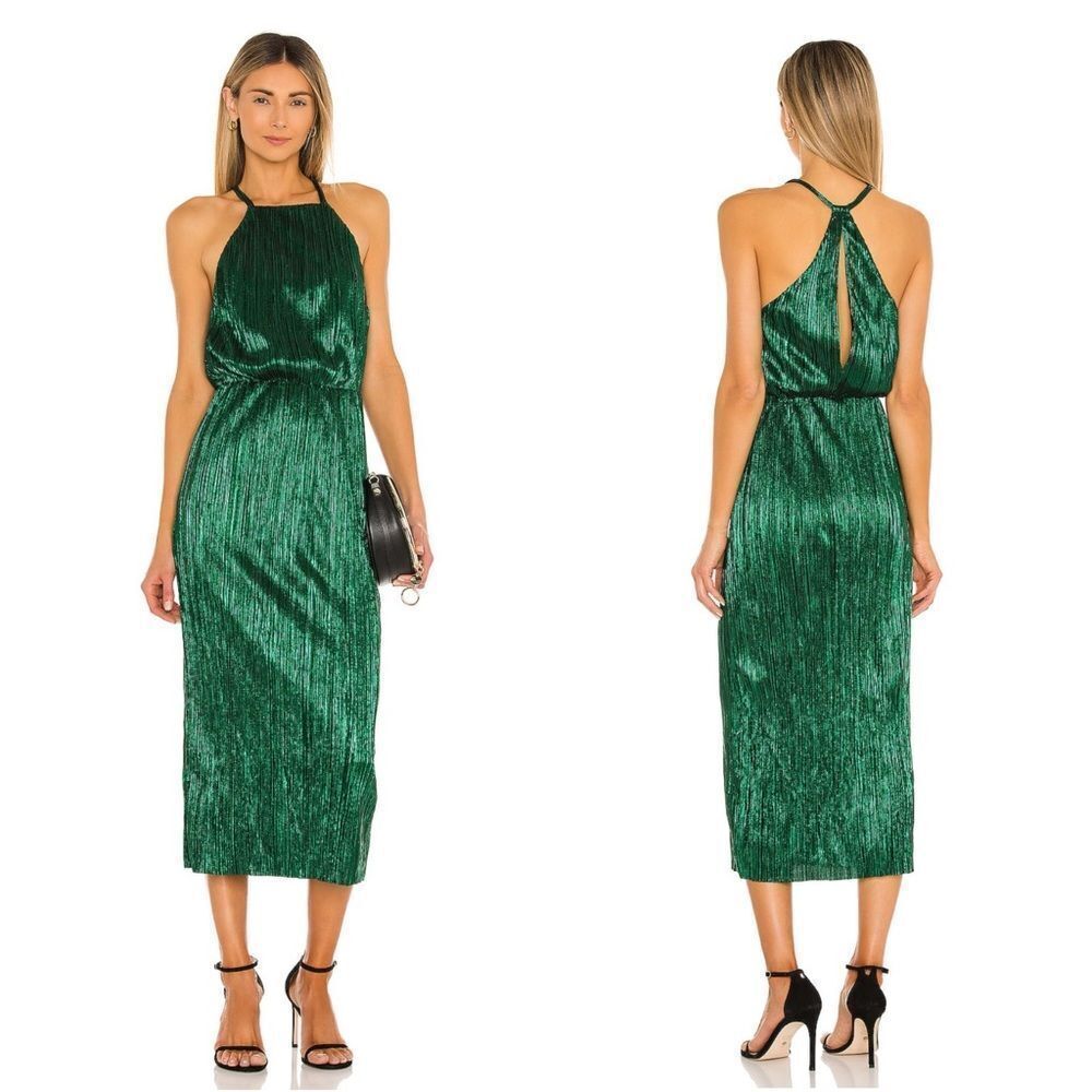 NWT House of Harlow 1960 × REVOLVE Farrah Dress in Emerald Green